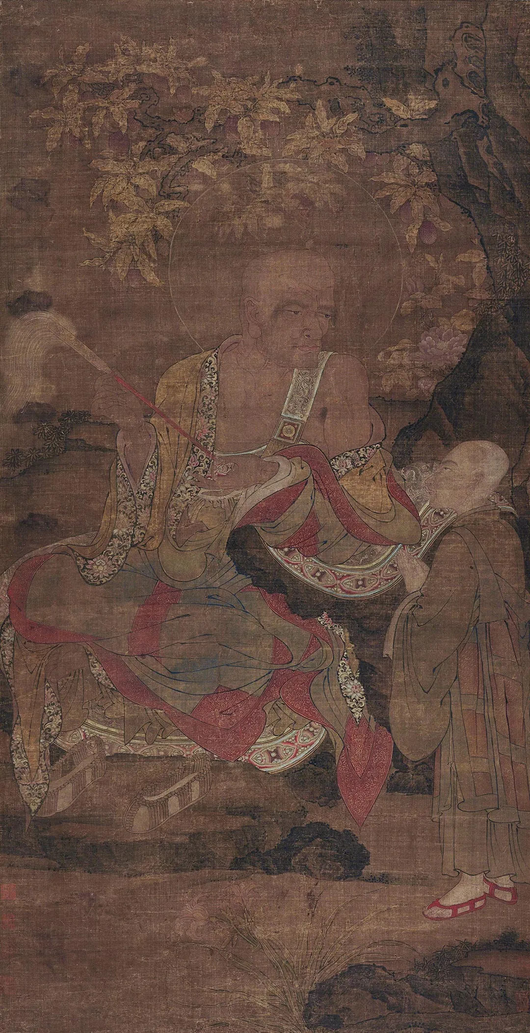 传吴道子佛道人物画《罗汉图》轴
