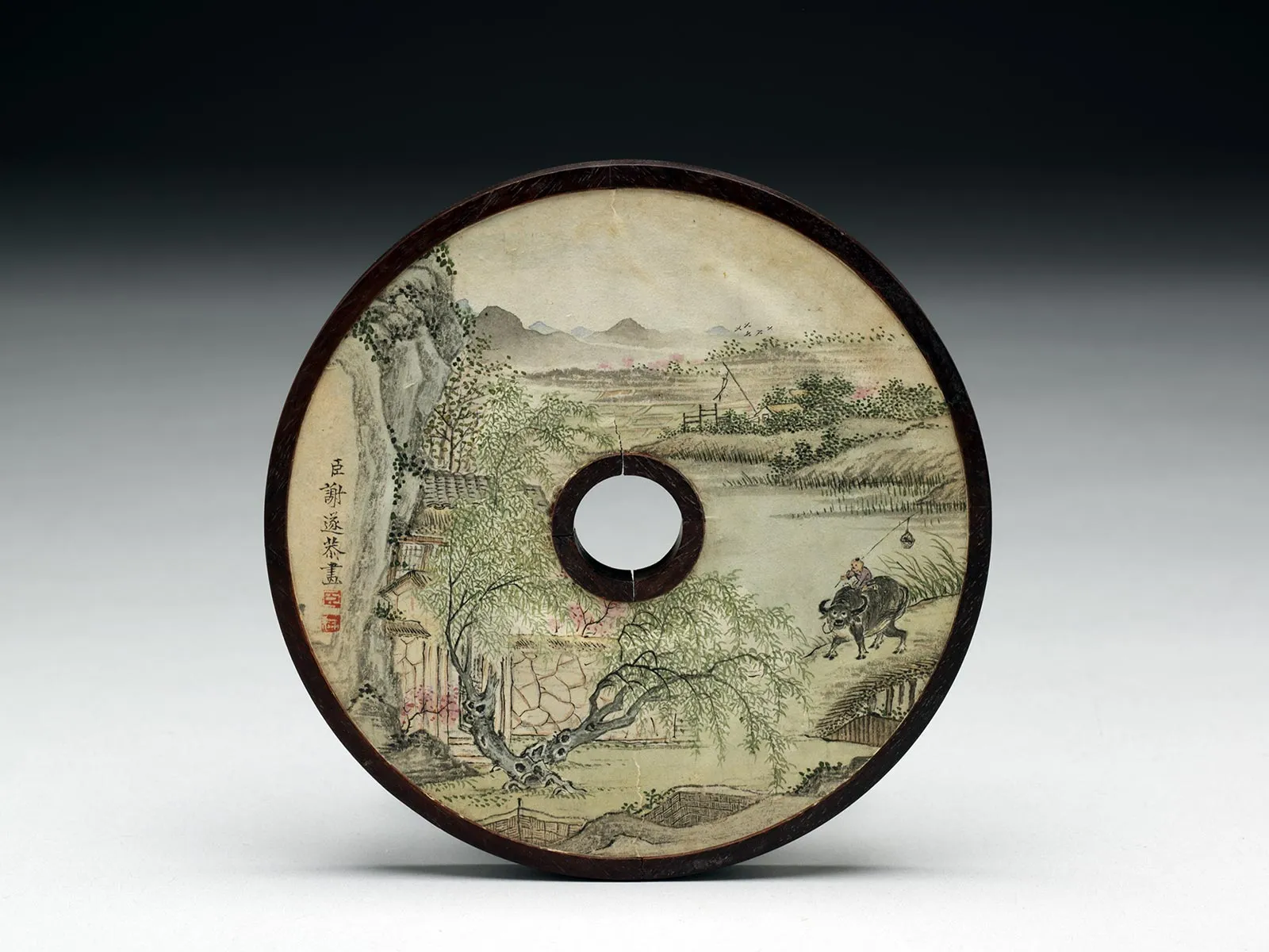 谢遂山水画《归牧图》