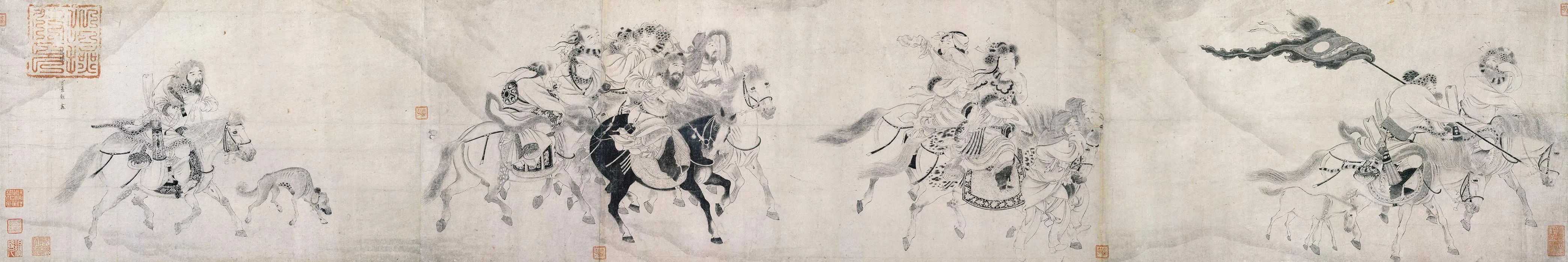 金代宫素然白描鞍马画《明妃出塞图》卷