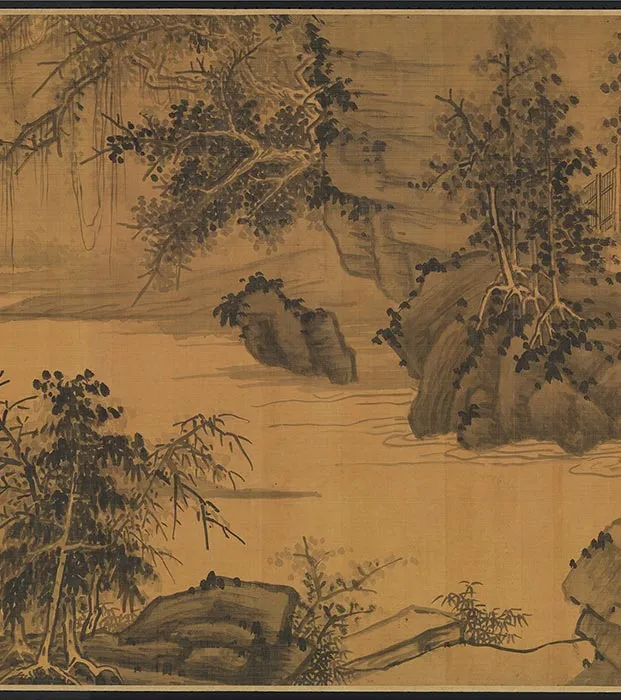 传元吴镇山水画《晴江列岫图》卷_20