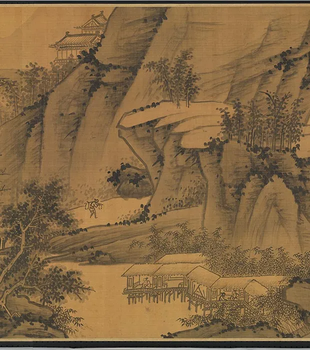 传元吴镇山水画《晴江列岫图》卷_10