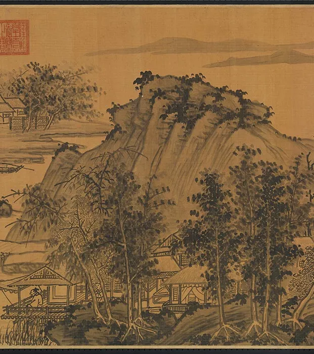 传元吴镇山水画《晴江列岫图》卷_18