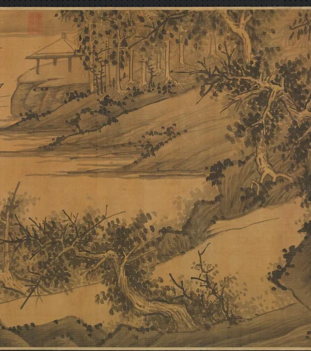 传元吴镇山水画《晴江列岫图》卷_24