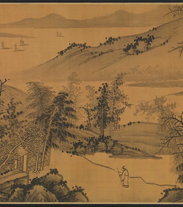 传元吴镇山水画《晴江列岫图》卷_19