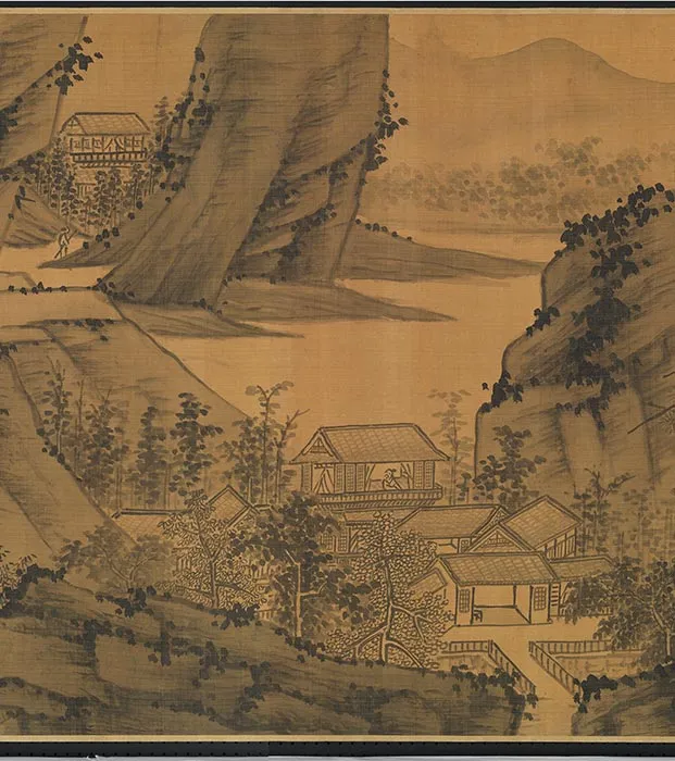 传元吴镇山水画《晴江列岫图》卷_11