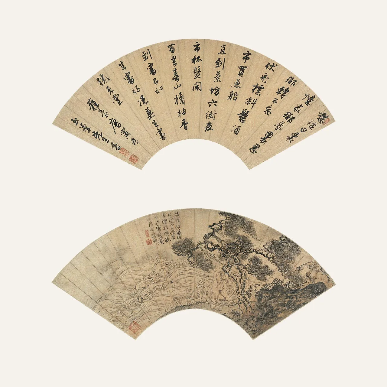 唐寅书画扇面