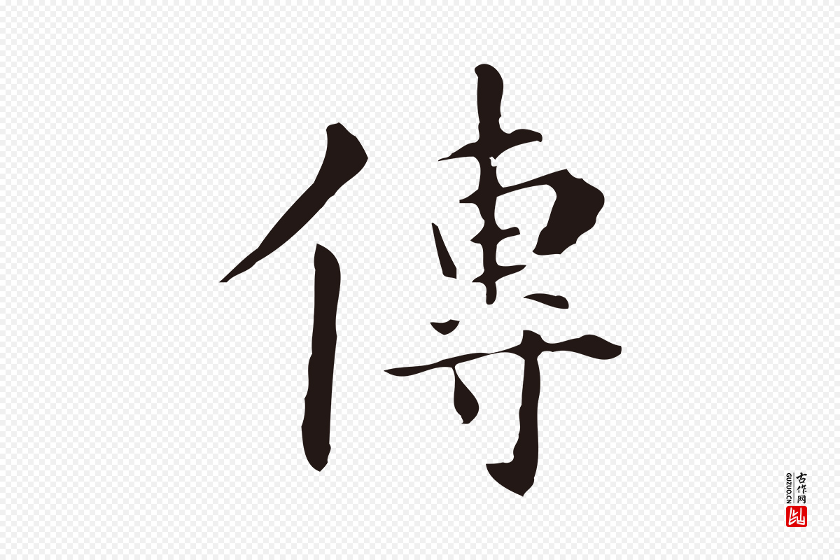 明代丰熙《题跋二则》中的“傳(传)”字书法矢量图下载