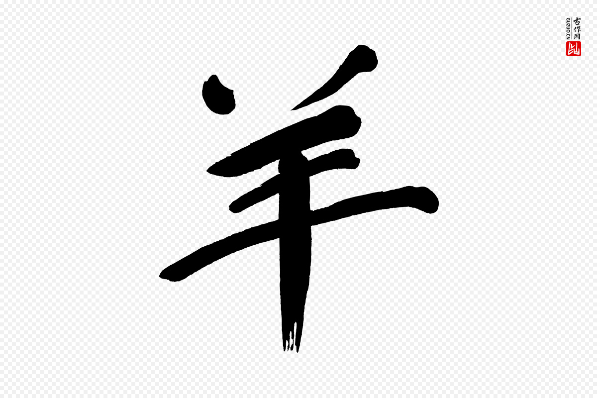 明代董其昌《传赞上》中的“羊”字书法矢量图下载