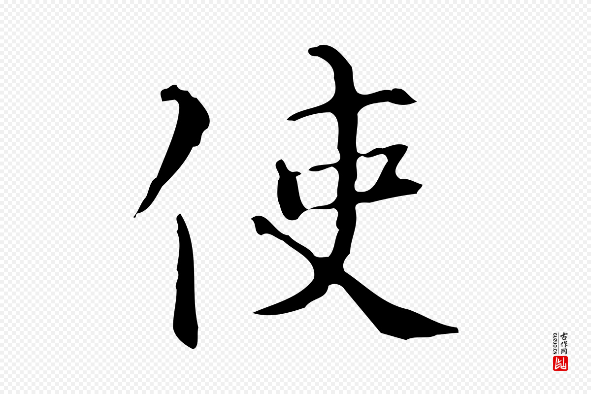 明代陆修正《跋临右军帖》中的“使”字书法矢量图下载