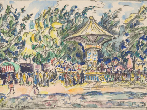 保罗·西涅克水彩画速写《乡村音乐节》