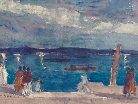 吉福德·比尔水彩风景《暮色》