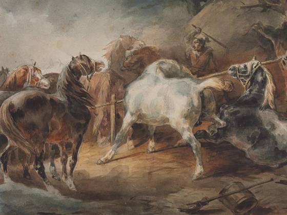 西奥多·热里科水彩画《战马》