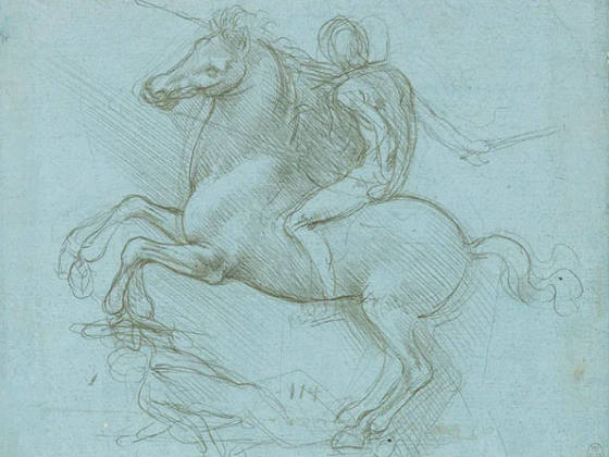 达芬奇素描《骑马的人》马术纪念碑雕塑设计稿