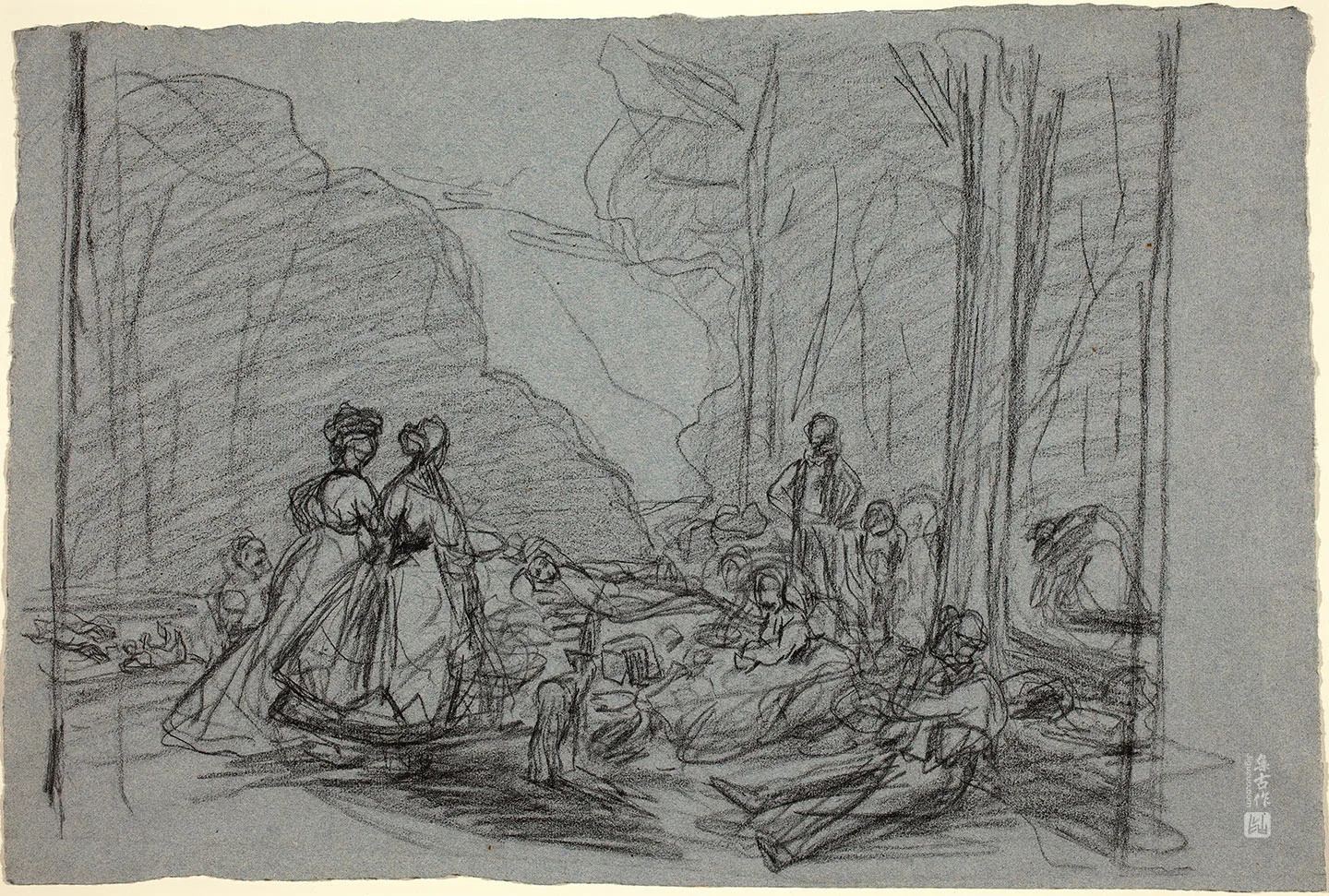 克劳德·莫奈素描稿《草地午餐》