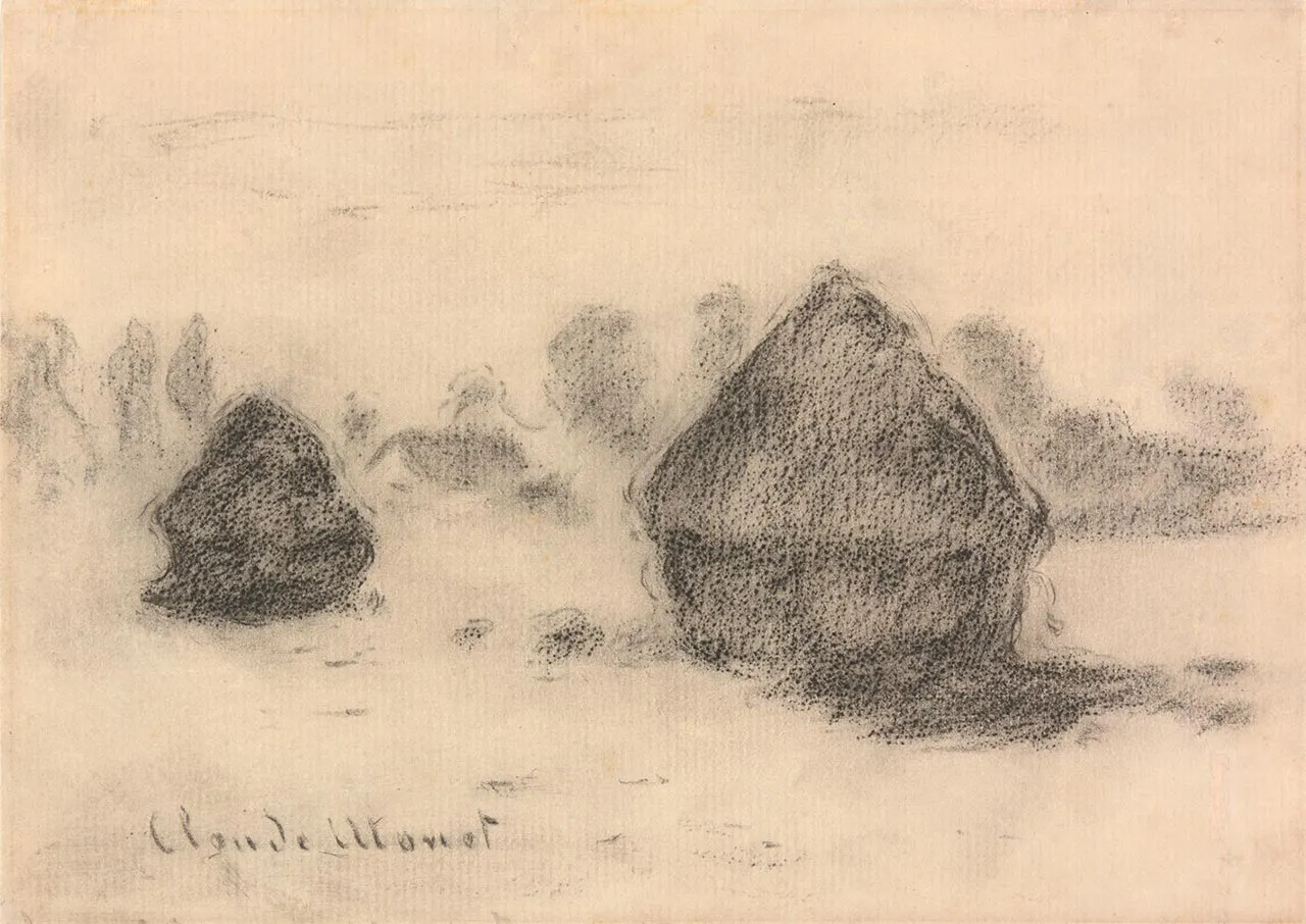 克劳德·莫奈素描《干草堆》