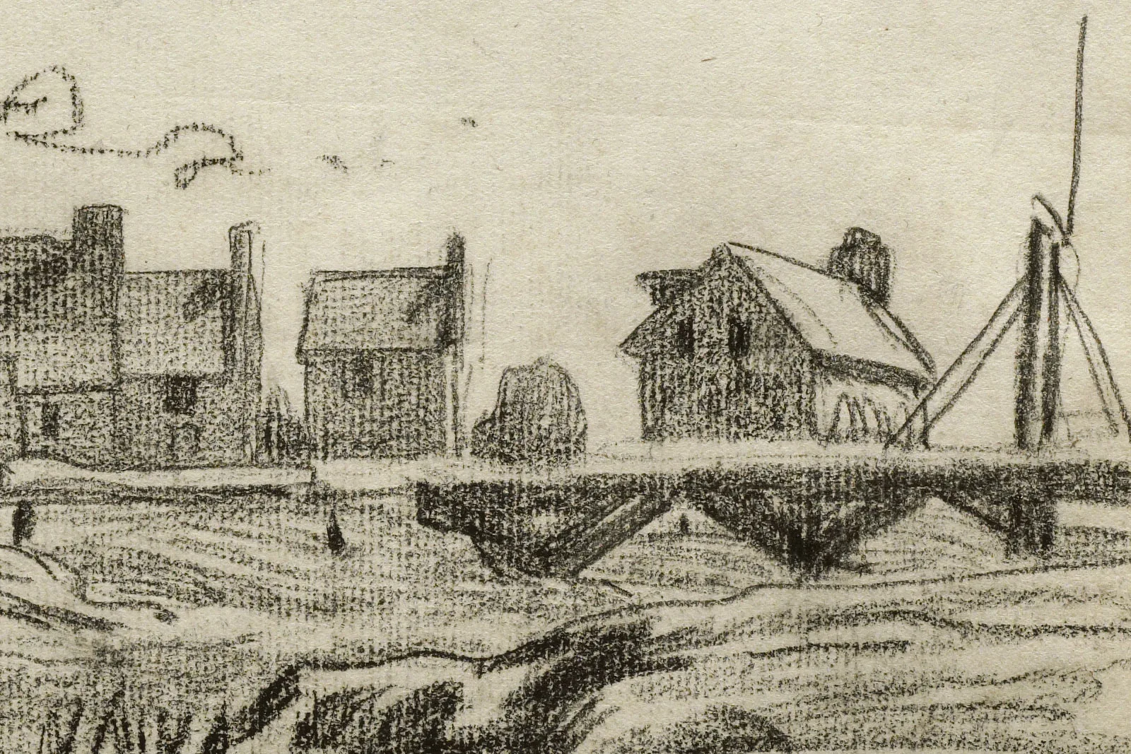 克劳德·莫奈素描风景作品《图克斯港》 - 素描画高清大图下载- 集古作网
