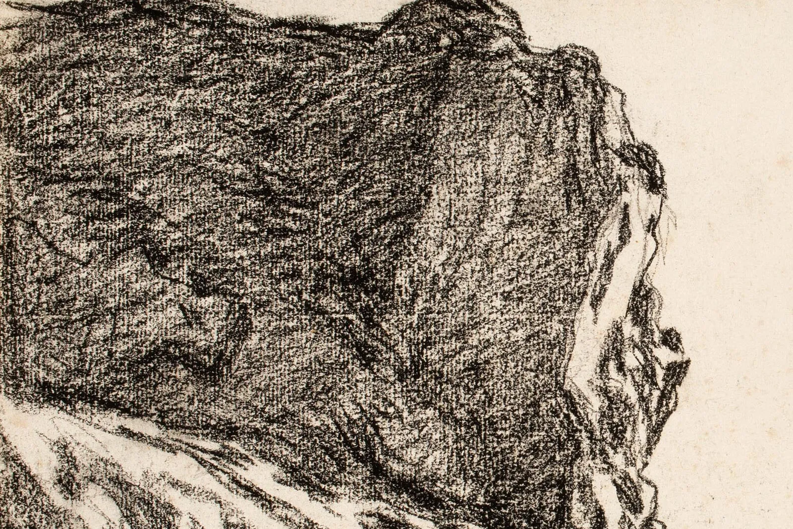 肉質画　風景画 克劳德·莫奈素描风景作品《圣阿德雷斯的悬崖和大海》 - 素描画高清大图