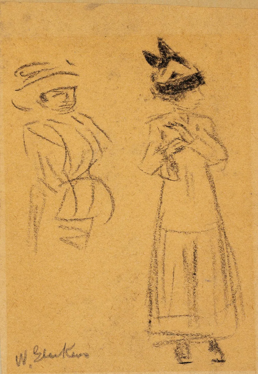 威廉·格拉肯斯素描人物《两个女人》