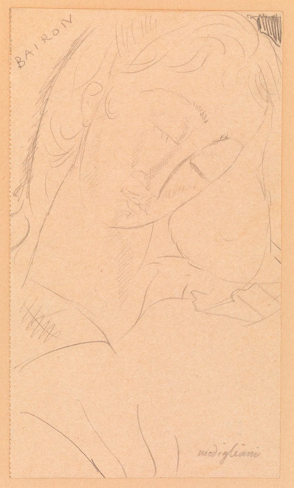 莫迪利亚尼《巴伦肖像》素描作品