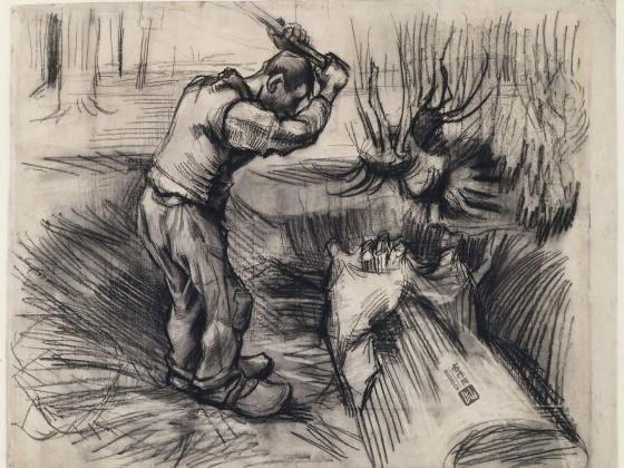 梵高素描人物作品《伐木工》