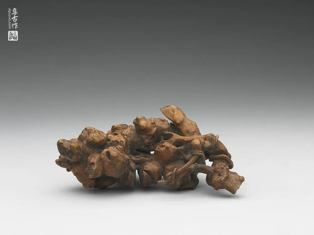 清代树根雕瓜果形器雕刻-(1)