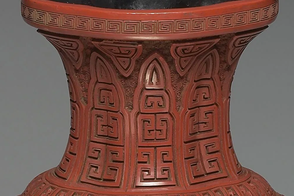 唐物 清 堆朱『山水楼閣人物図』 剔紅漆器 四方盆 高足茶盆