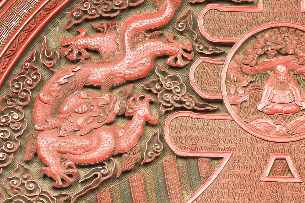 清代“剔彩春寿捧盒”漆器- 漆器高清图片下载- 集古作网