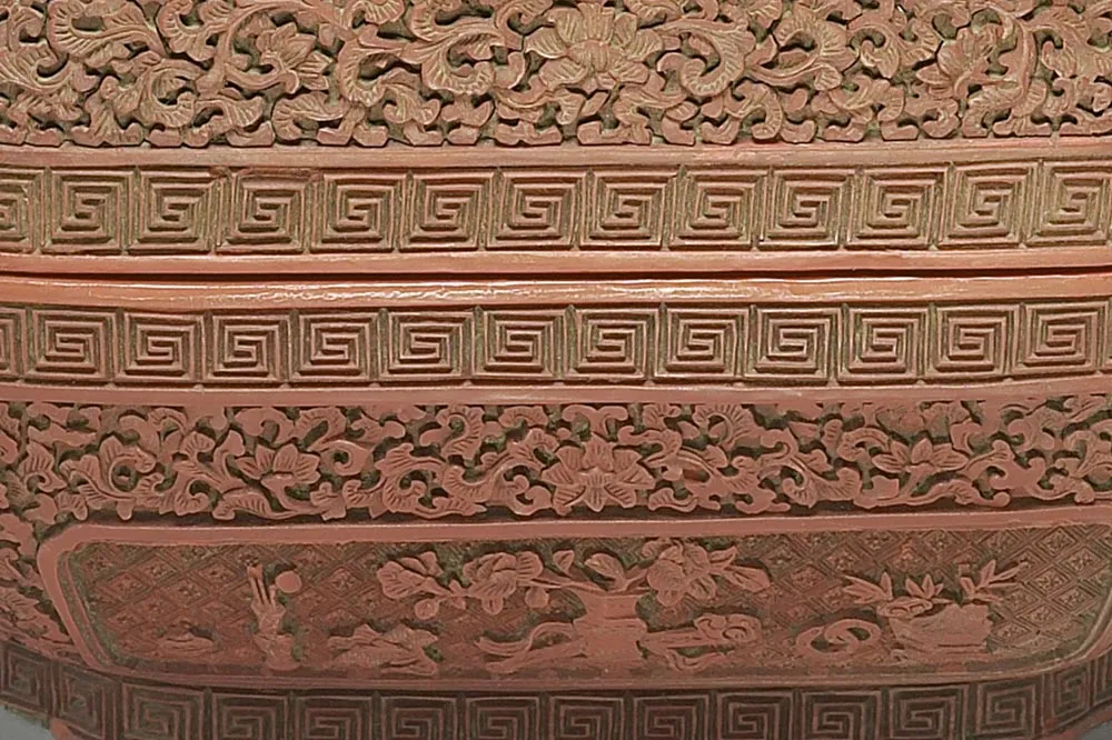 清代乾隆剔红采菊宝盒- 漆器高清图片下载- 集古作网