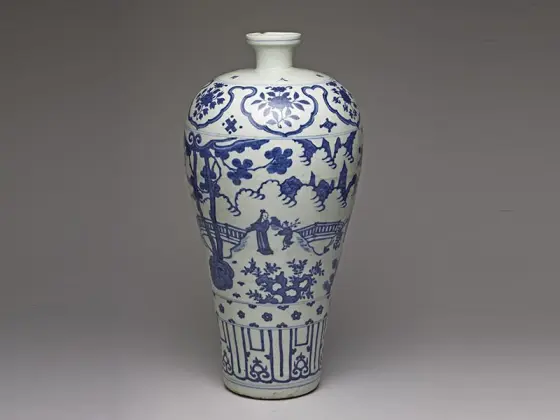 明代“青花山水人物纹梅瓶”陶瓷器- 艺术品- 集古作网