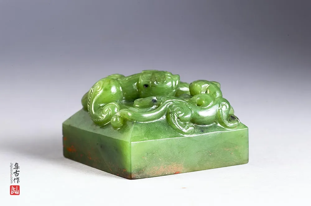 時代物 【珍藏 宮藏 精美的器型3.26 龍龜 風水置物】中國古美術 賞品 高超的做工 銅彫刻 老木盒裝純銅嵌寶石 收藏 清代・銅器 玉璽印章