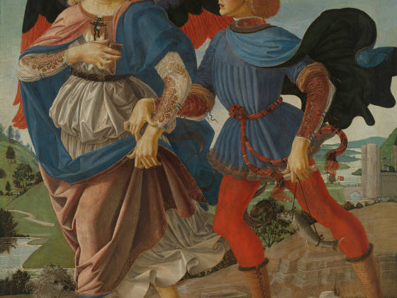 韦罗基奥工作室蛋彩画作品《托比阿斯与天使》