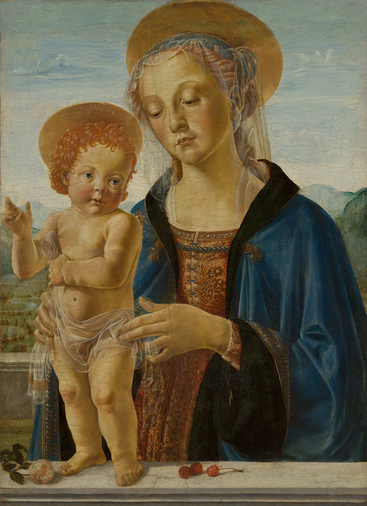 韦罗基奥工作室蛋彩画《圣母子》