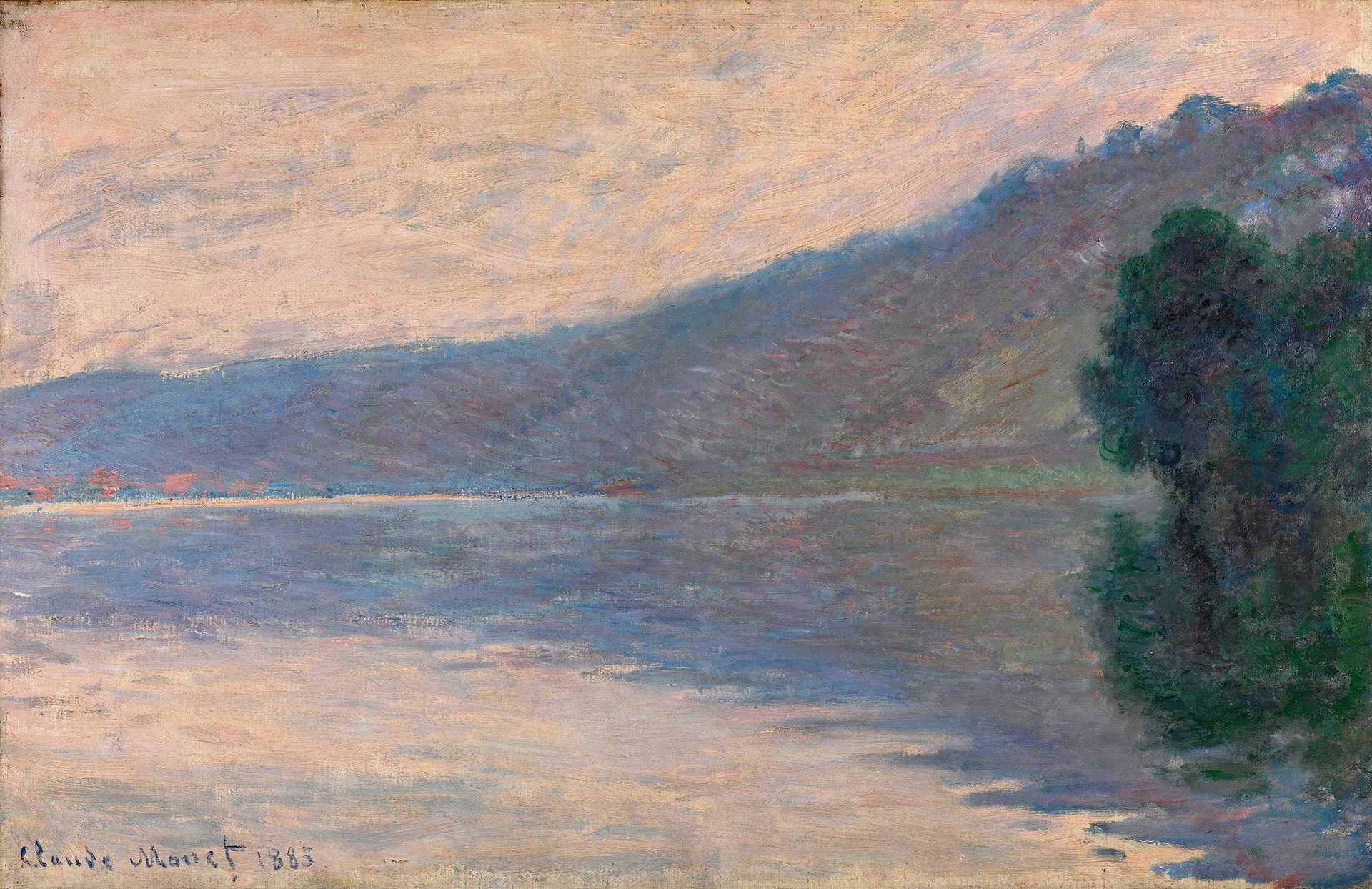 莫奈油画风景《维尔兹港的塞纳河》