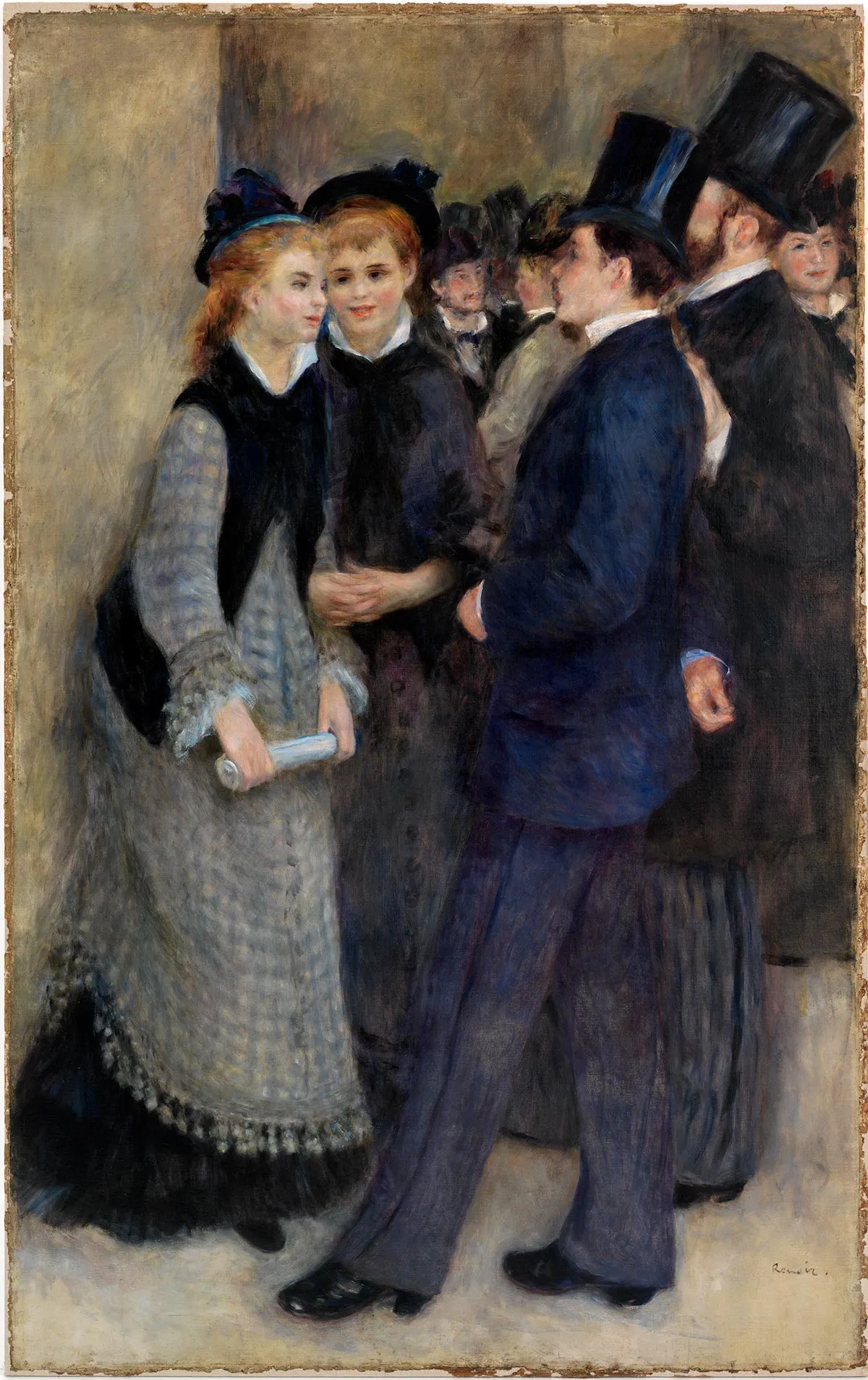 雷诺阿油画《离开音乐学院》