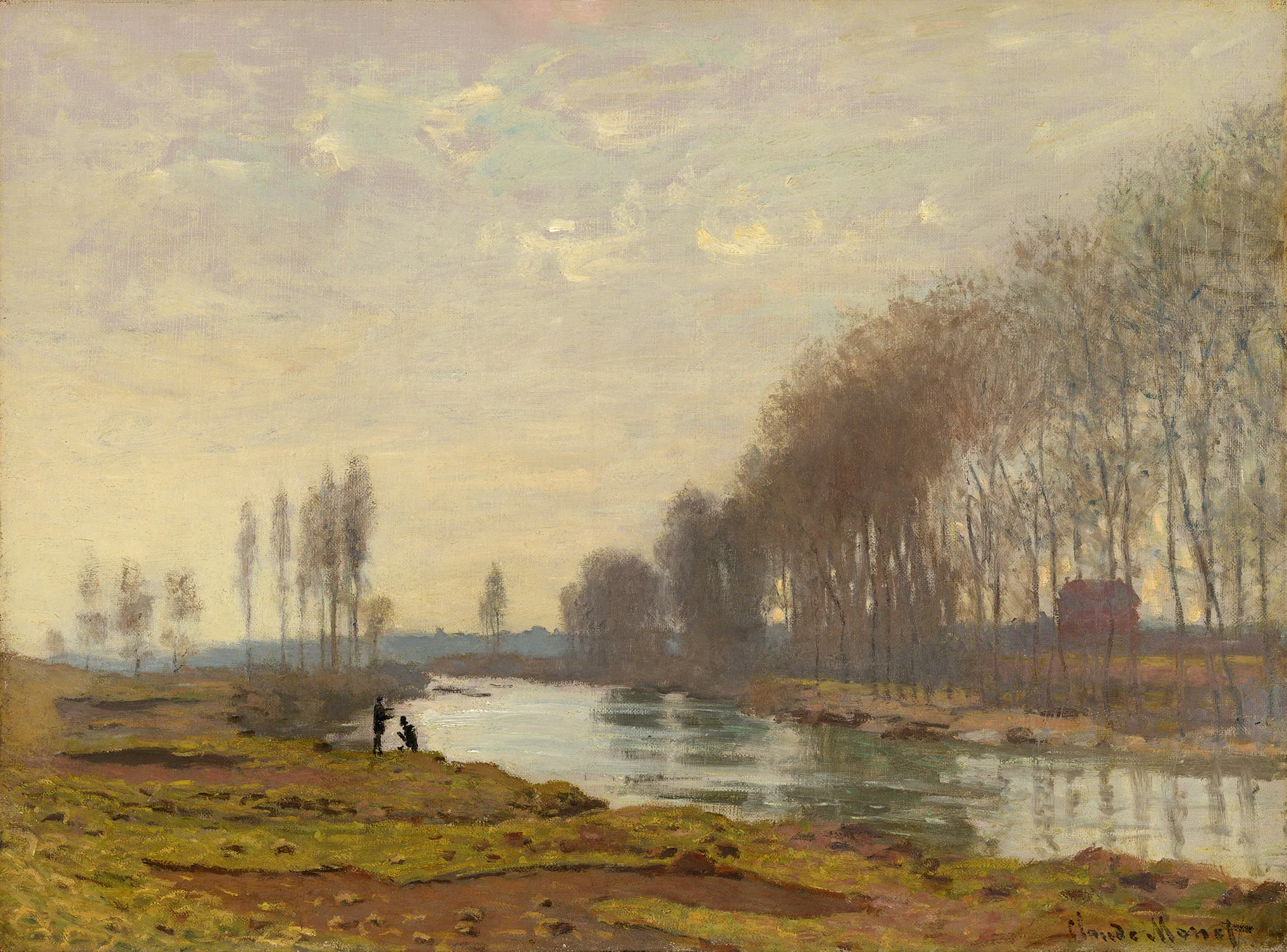 莫奈油画风景《阿让特伊的塞纳河小支流》高清图片