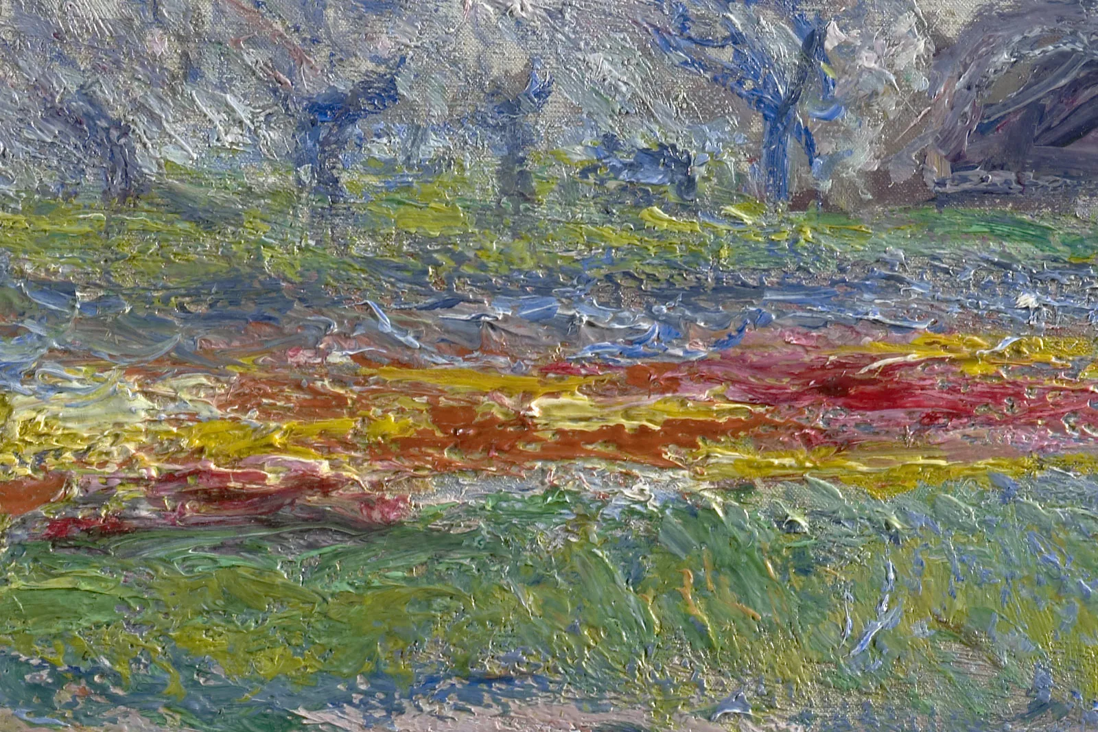 克劳德·莫奈油画风景《萨森海姆的郁金香花田》 - 油画高清图片下载- 集