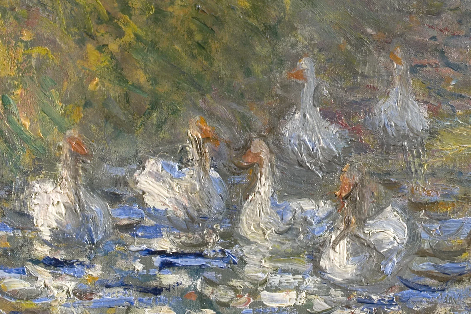 印象派莫奈油画风景《群鹅》 - 油画高清图片下载- 集古作网