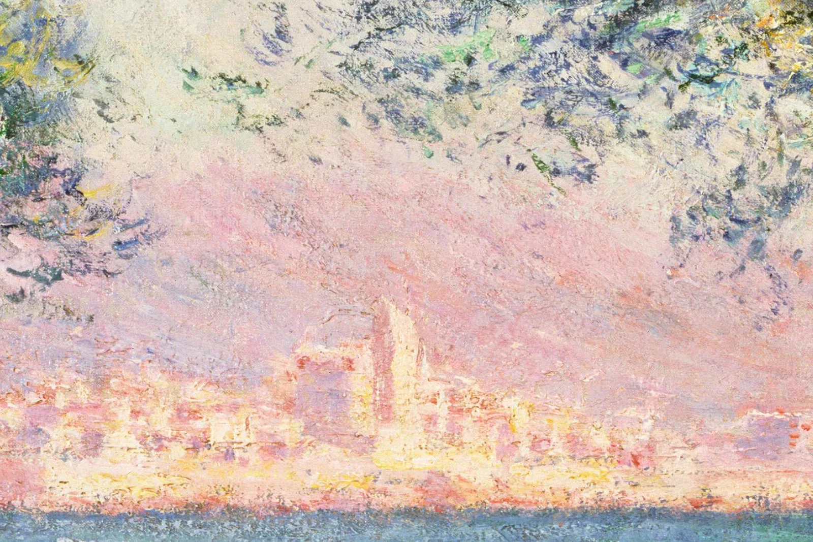 印象派風 風景画 油彩画 模写 印象派莫奈风景画《昂蒂布的清晨》 - 油画高清图片下载- 集古作网