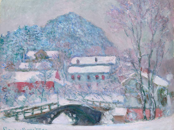 印象派莫奈油画雪景《挪威桑维卡》