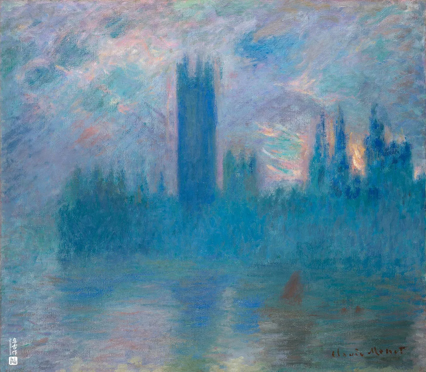 印象派莫奈油画《伦敦国会大厦》