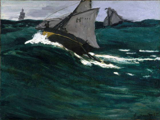 克劳德·莫奈油画《绿色海浪》