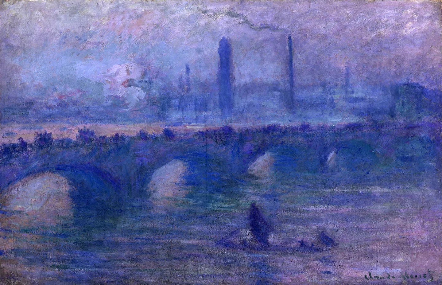 印象派莫奈《晨雾中的滑铁卢桥》