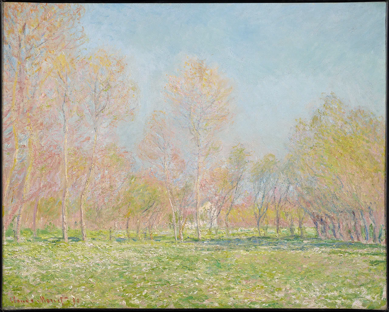 克劳德·莫奈油画风景《吉维尼的春天》