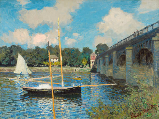 印象派莫奈油画风景《阿让特伊桥》