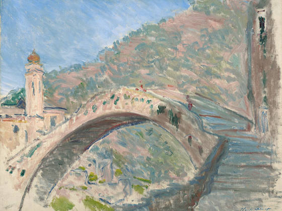 克劳德·莫奈油画风景《多尔切阿夸桥》