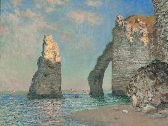 克劳德·莫奈油画风景作品《埃特雷塔的悬崖》