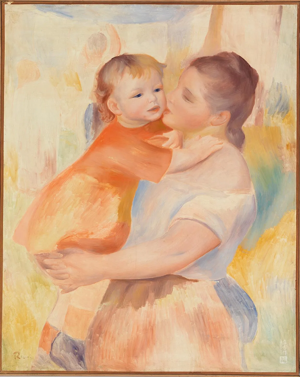 雷诺阿油画《洗衣妇和她的孩子》