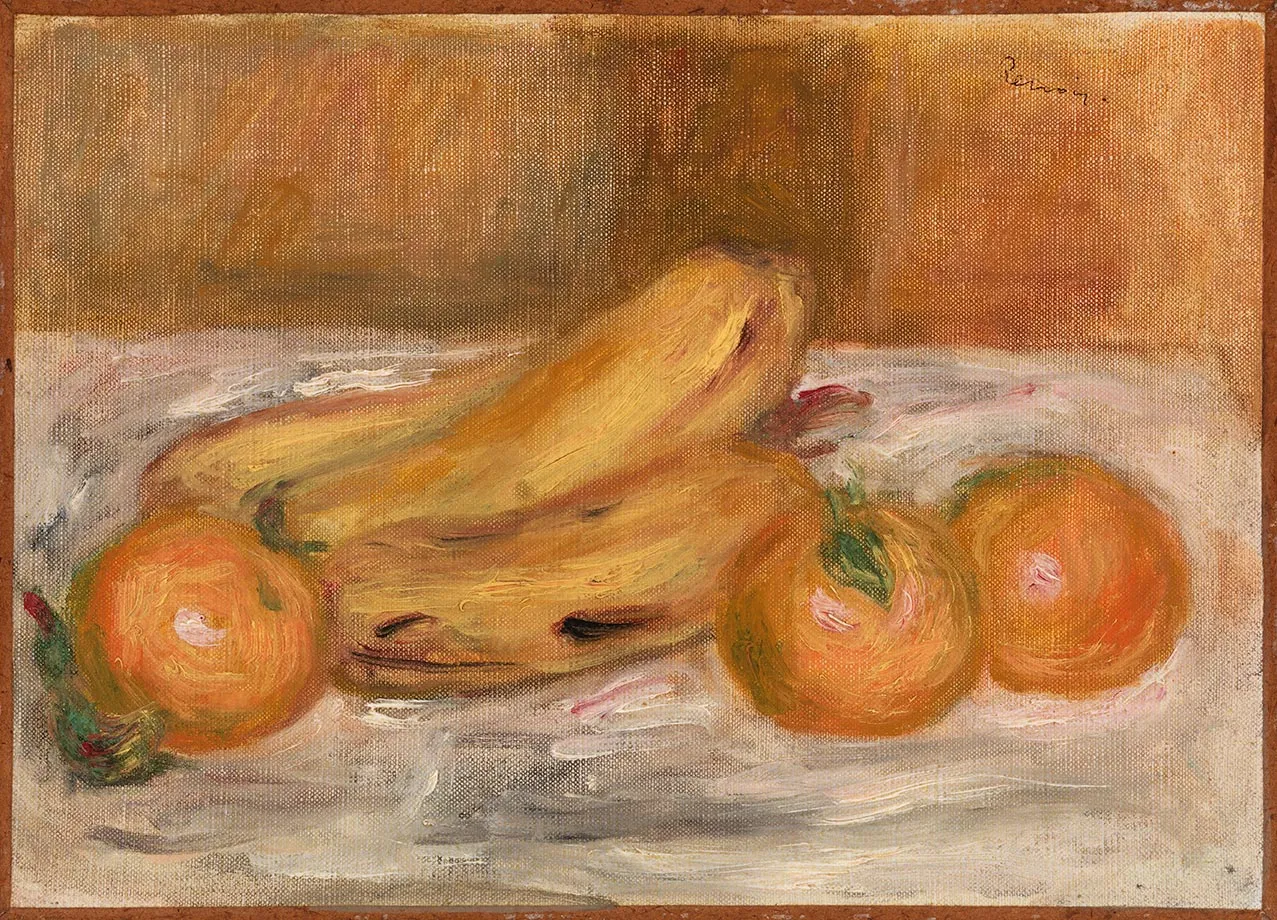 雷诺阿油画静物《橙子和香蕉》