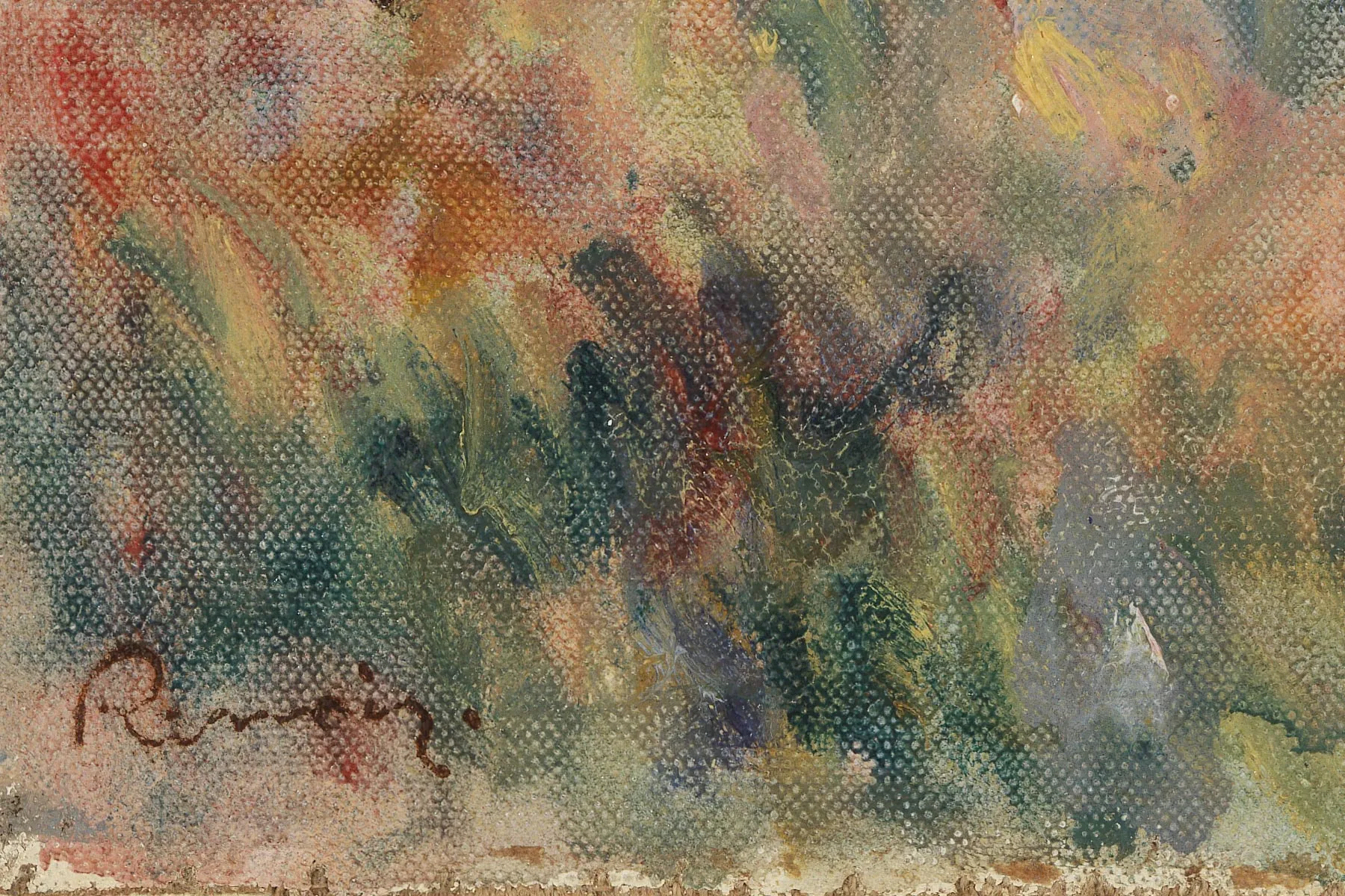 印象派雷诺阿油画《坐着的女人与远处的大海》 - 油画高清图片下载- 集