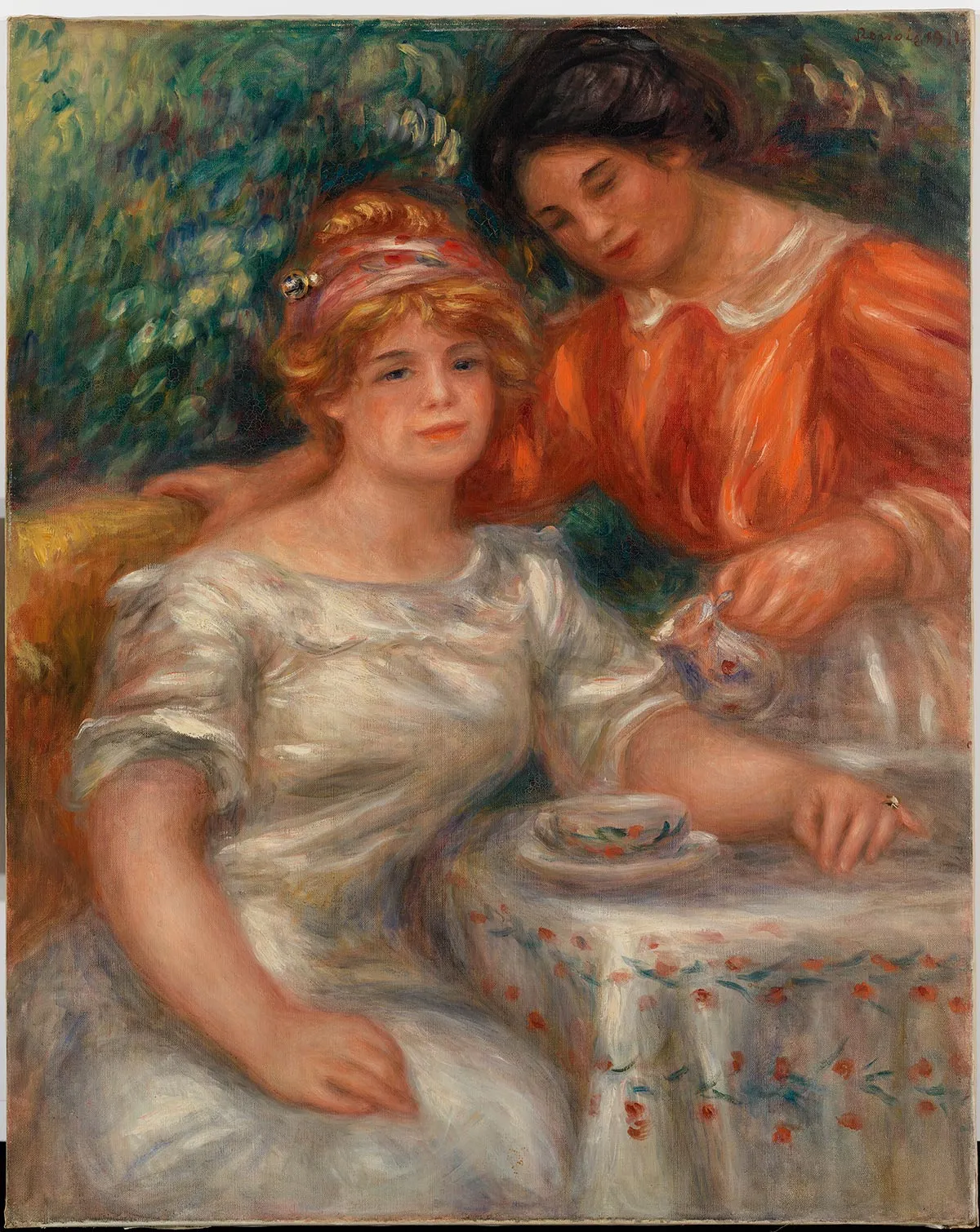 雷诺阿油画人物《下午茶时间》